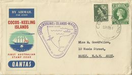 Australia 1955 First Flight Cover Cocos Island Australia,toning - Premiers Vols