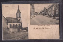 CPA 67 - DRULINGEN - GRUSS AUS DRULINGEN - TB CP 2 Vues Dont Kirche + Hauptstrasse - Jolies Animations - MERCERIE - Drulingen