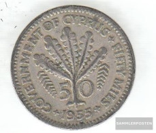 Cyprus Km-number. : 36 1955 Very Fine Copper-Nickel Very Fine 1955 50 Mils Elizabeth II. - Zypern