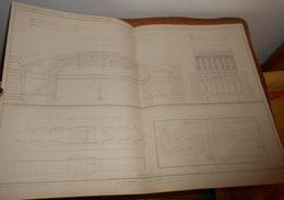 Plan Du Cintre De L'arche Marinière Du Pont  Sur Le Rhône à Lyon. Chemin De Fer De Lyon à Genève 1860 - Travaux Publics