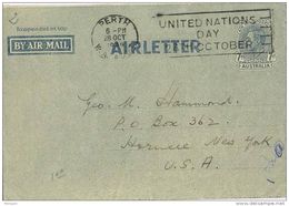 27339. Aerograma SWANBOURNE (Australia) 1949. Fechador Slogan PERTH - Lettres & Documents