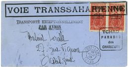 FORT-LAMY TCHAD 1935 Simili-Daguin + Cachet : VOIE TRANSSAHARIENNE. Au Dos : ALGER GARE SECTION AVION - Covers & Documents