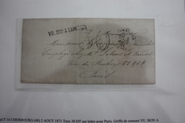 1871 Prisonnier De La Commune De Paris  Censurée VU  - Certificat Roumet - Krieg 1870