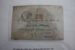 1871 Commune De Paris  Port Payé PP   - Certificat Roumet - War 1870