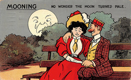 Illustration - Mooning - No Wonder The Moon Turned Pale - Couple Amour Love Flirt Lune - 1900-1949