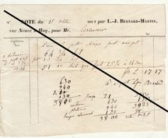 Facture De 1849 Bernard Martin à Huy - 1800 – 1899