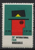 Belgium 1963, 36.International Fair Brussels, Bruxelles, Foire, Messe, Poster Stamp Vignette Cinderella Labels MNH - Sonstige & Ohne Zuordnung