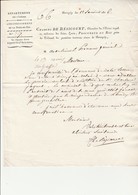 LETTRE ENTETE  ET MANUSCRITE ET SIGNE CHARLES DE RESICOURT-PROCUREUR DU ROI A BOURGOIN -1816 - Autres & Non Classés