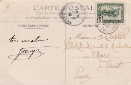 MOYEN CONGO  :  5c Panthère Sur Carte Postale "  Convoi De Pirogues Goundis à Nola " - Covers & Documents