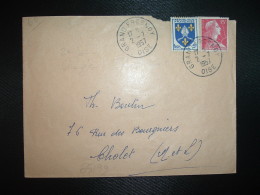 LETTRE TP M. DE MULLER 15F + SAINTONGE 5F OBL.2-7-1957 GRAND FRESNOY OISE (60) - 1955-1961 Marianne Van Muller