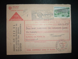 CR CP TP VIADUC DE CHAUMONT 0,85 OBL.MEC.21-12-1961 QUIMPER RP FINISTERE (29) + OBL. FOUESNANT - Tarifs Postaux