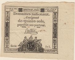 ASSIGNAT 15 SOLS - SERIE 515 - 1793 - Assignats & Mandats Territoriaux