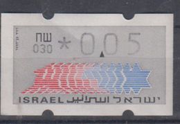 ISRAEL 1988 KLUSSENDORF ATM 0.05 SHEKELS NUMBER 030 WITH BACK NUMBER - Vignettes D'affranchissement (Frama)