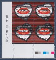 = Coeur Saint Valentin De Sonia Rykiel Paris 4 Timbres 1.60€ Coin Daté 28/12/17 HEL 307 4544553 Gommé N°5199 Neuf - 2010-2019