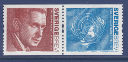 Sweden 2005 MNH Scott #2506 Se-tenant Pair (5.50k) Dag Hammarskjold, UN Flag - Unused Stamps
