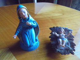 Ancien - Personnages De Crèche - La Vierge Marie Et L'enfant Jésus - Italy - Christmas Cribs