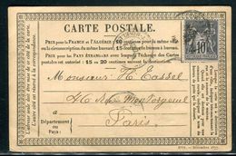 Carte Précurseur Pour Paris , Affranchissement Sage - Ref F6 - Tarjetas Precursoras