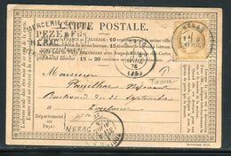 Carte Précurseur De Nerac Pour Toulouse En 1876 , Affranchissement Cérès ( Trous D 'archive ) - Ref F17 - Cartes Précurseurs