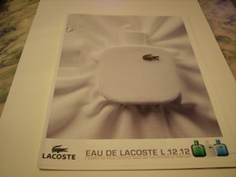 PUBLICITE  PARFUM L.12.12 DE LACOSTE  2011 - Unclassified