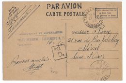 1945 - MADAGASCAR - CARTE PSEUDO ENTIER AVION Avec TAMPON TAXE PERCUE POSTE AERIENNE De TANANARIVE => MERIEL - Storia Postale