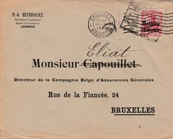 10 Ct Op Brief LEBBEKE Nar Brussel 1915 - OC26/37 Territoire Des Etapes