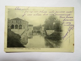 C.P.A. 32 CASTERA VERDUZAN : Le Canal, L'Hôtel De Ville, Timbres En 1904 - Castera