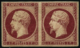 ** N°18 1F Carmin, Infime Froissure De Gomme Diagonale RARE - B - 1853-1860 Napoleone III