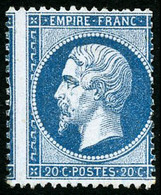 ** N°22 20c Bleu, Variété De Piquage  - TB - 1862 Napoleon III