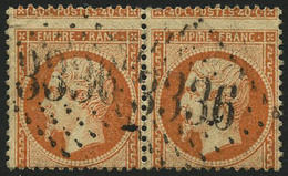 Oblit. N°23 40c Orange, Paire Spectaculaire Piquage à Cheval - TB - 1862 Napoleon III