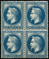 ** N°29A 20c Bleu, Type I Bloc De 4, Signé Calves - TB - 1863-1870 Napoléon III. Laure