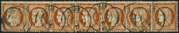 Oblit. N°38 40c Orange, Bande De 7 - TB - 1870 Assedio Di Parigi