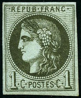 ** N°39A 1c Olive R1 - TB - 1870 Ausgabe Bordeaux
