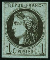 ** N°39Aa 1c Olive Foncé R1, Impression Usée, Signé Calves - TB - 1870 Bordeaux Printing