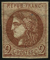 * N°40B 2c Brun Rouge R2 - TB - 1870 Bordeaux Printing