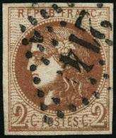 Oblit. N°40B 2c Brun Rouge R2 - TB - 1870 Bordeaux Printing