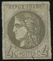 ** N°41B 4c Gris R2, Signé Calves - TB - 1870 Bordeaux Printing