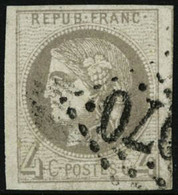 Oblit. N°41B 4c Gris R2, Obl GC - TB - 1870 Ausgabe Bordeaux