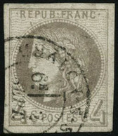 Oblit. N°41B 4c Gris R2 - TB - 1870 Emission De Bordeaux