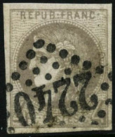 Oblit. N°41B 4c Gris R2 - TB - 1870 Emisión De Bordeaux