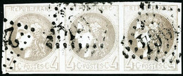 Oblit. N°41B 4c Gris, Bande De 3 Obl GC 2964 - TB - 1870 Bordeaux Printing