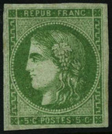 Oblit. N°42B 5c Vert-jaune R2 - TB - 1870 Bordeaux Printing