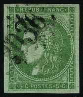 Oblit. N°42B 5c Vert-jaune R2 - TB - 1870 Bordeaux Printing