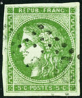 Oblit. N°42B 5c Vert Jaune, R2 - TB - 1870 Bordeaux Printing