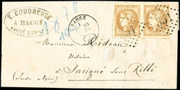 Lettre N°43A 10c Bistre R1, Paire S/lettre Obl GC351  Cachet D'arrivée Au Verso - TB - 1870 Ausgabe Bordeaux