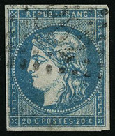 Oblit. N°44A 20c Bleu R1, Type I - TB - 1870 Ausgabe Bordeaux