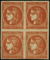 ** N°48 40c Orange, Bloc De 4 - TB - 1870 Bordeaux Printing