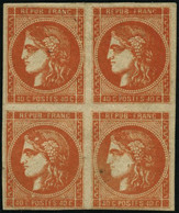 ** N°48 40c Orange, Bloc De 4 - TB - 1870 Emission De Bordeaux