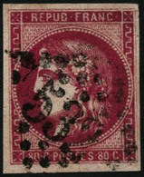 Oblit. N°49b 80c Rose Vif - TB - 1870 Bordeaux Printing