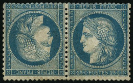 * N°60Ab 25c Bleu, Paire Tête-bèche Quasi SC, RARE - TB - 1871-1875 Ceres