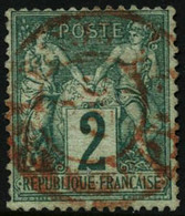 Oblit. N°62 2c Vert, Obl Rouge - TB - 1876-1878 Sage (Type I)